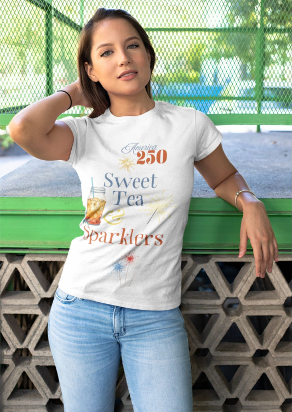 America 250 Sweet Tea & Sparklers Fourth of July Shirt Unisex t-shirt
