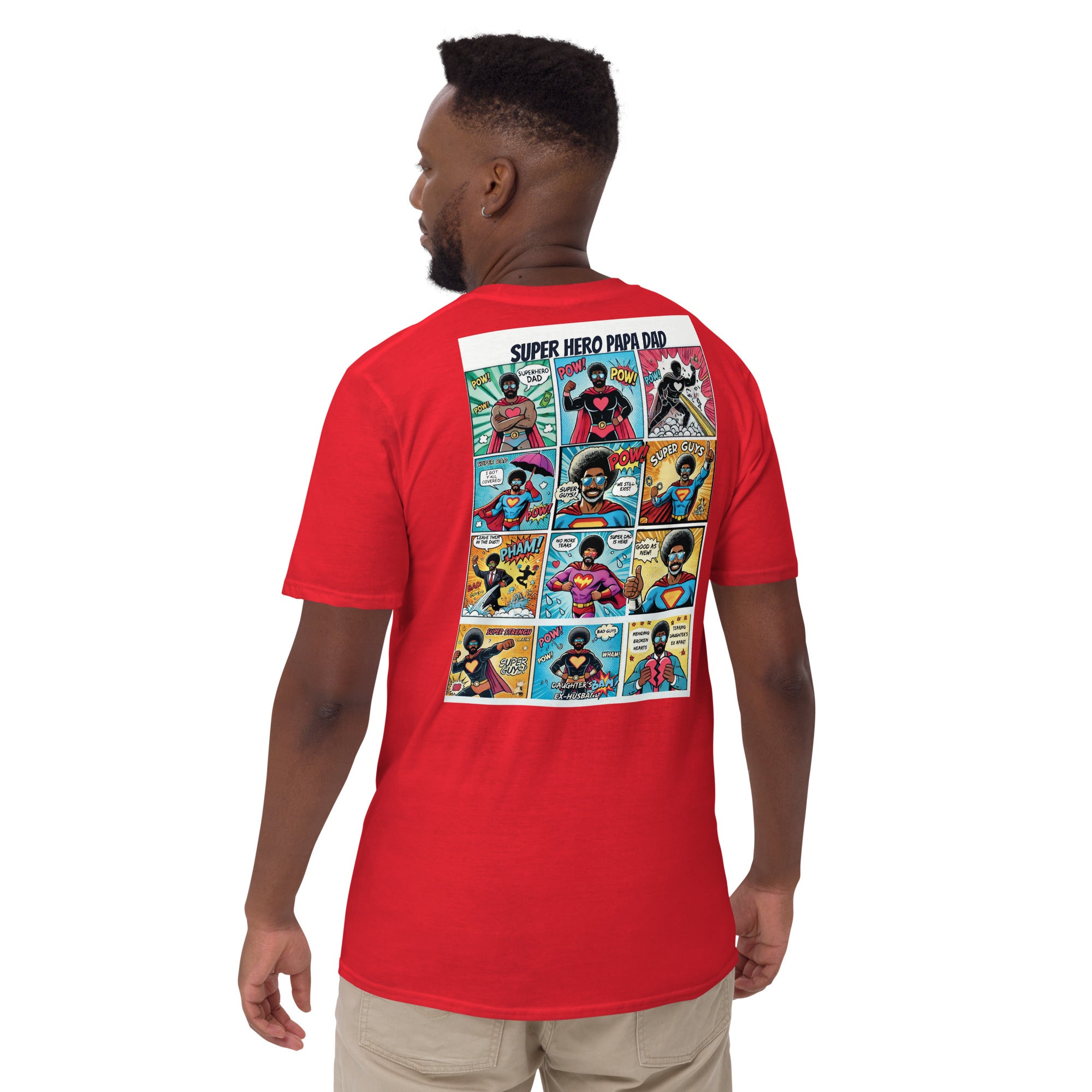 Super Hero Dad Comic Book Father's Day Birthday Short-Sleeve T-Shirt