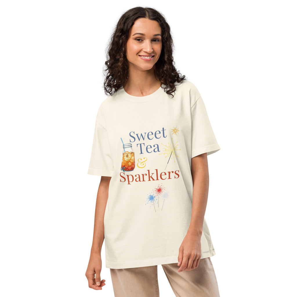 Sweet Tea & Sparklers Fourth of July Tea Lovers Oversized T-Shirt