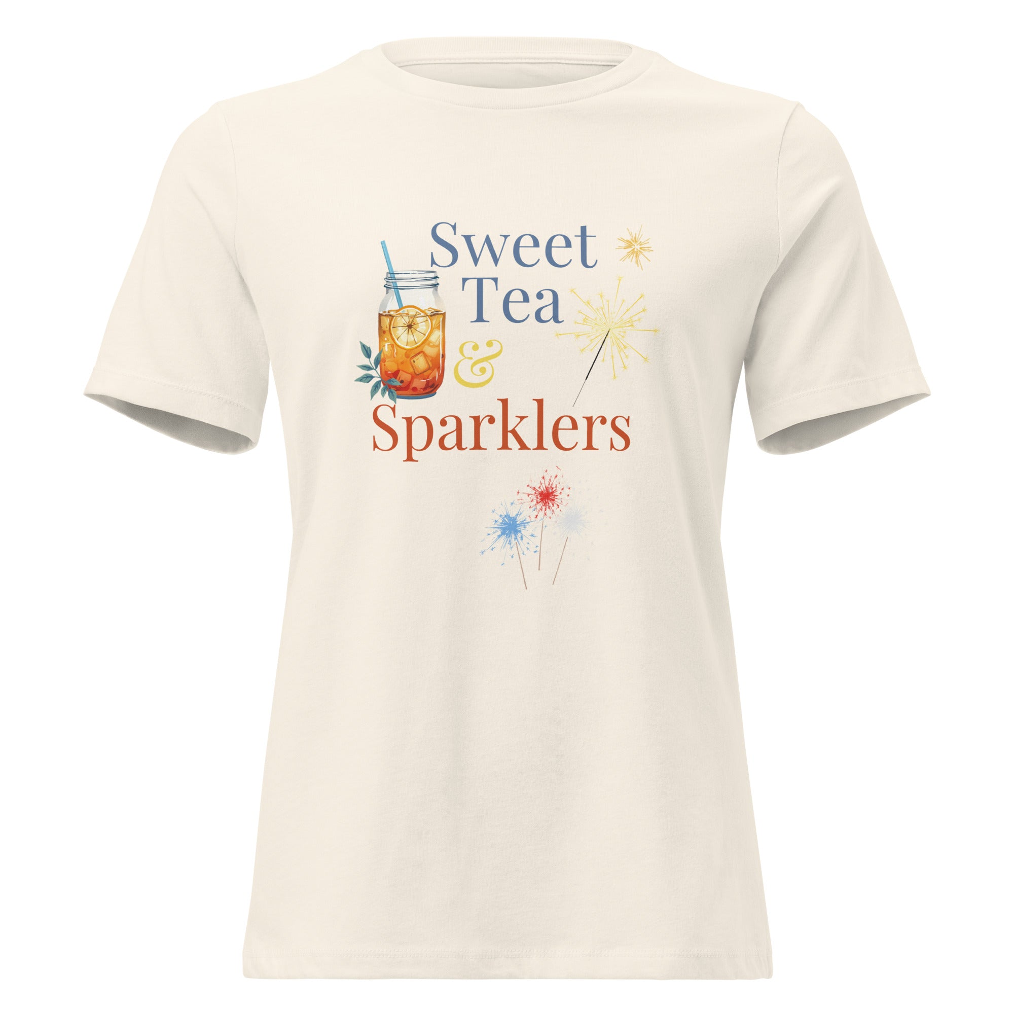 Women's Relaxed Sweet Tea & Sparklers Fourth of July Shirt for Women Tea Lovers T-Shirt