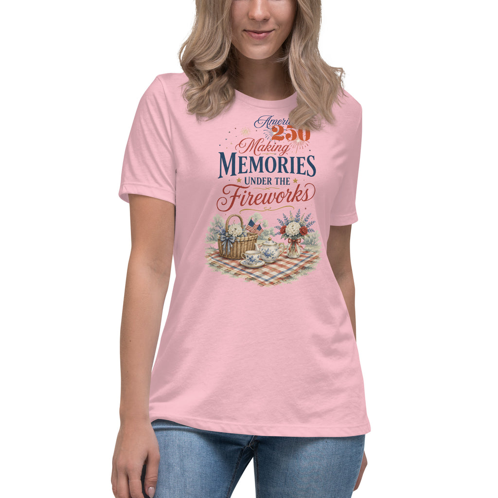 America 250 Making Memories Tea Party Picnic Fourth of July Shirt for Tea Lovers Women's Relaxed T-Shirt